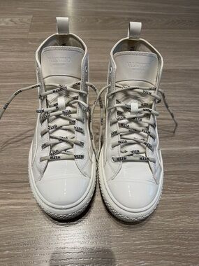 Valentino Garavani White Leather VLNTN High-Top Sneakers